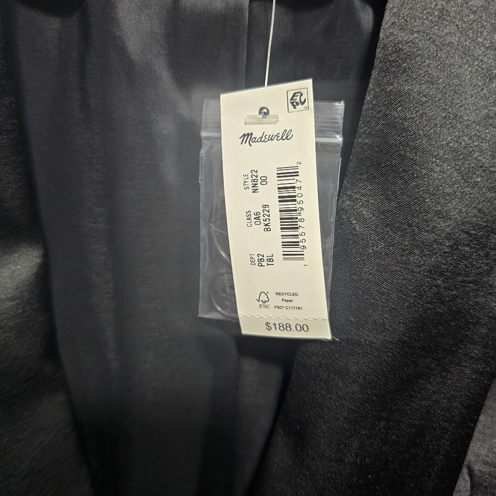 New MADEWELL Satin Oversized Blazer in True Black Size 00 - Picture 6 of 11